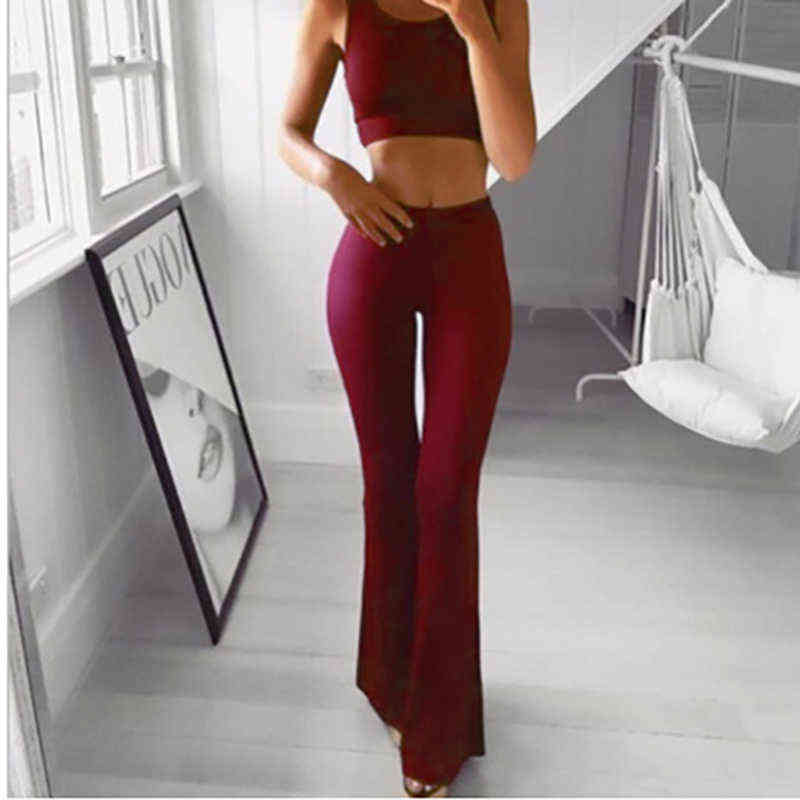 Autumn Elegant Solid Flare Women Pants Fashion Stretch Thin Wide Leg Trousers Spring Casual Slim High Waist Lady Long 211115