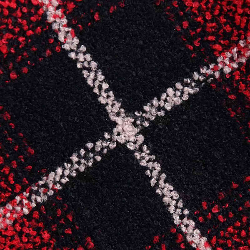 Women Plaid Coat Autumn Winter Double Breasted Fashion Mid Length Coats Outerwear Long Sleeve Wide Waisted Jacket Manteau Femme 210515