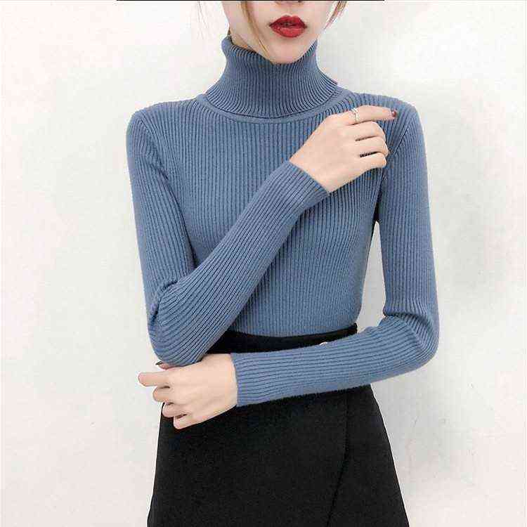 Bonjean Autumn Winter Knitted Jumper Tops turtleneck Pullovers Casual Sweaters Women Shirt Long Sleeve Tight Sweater Girls 211109