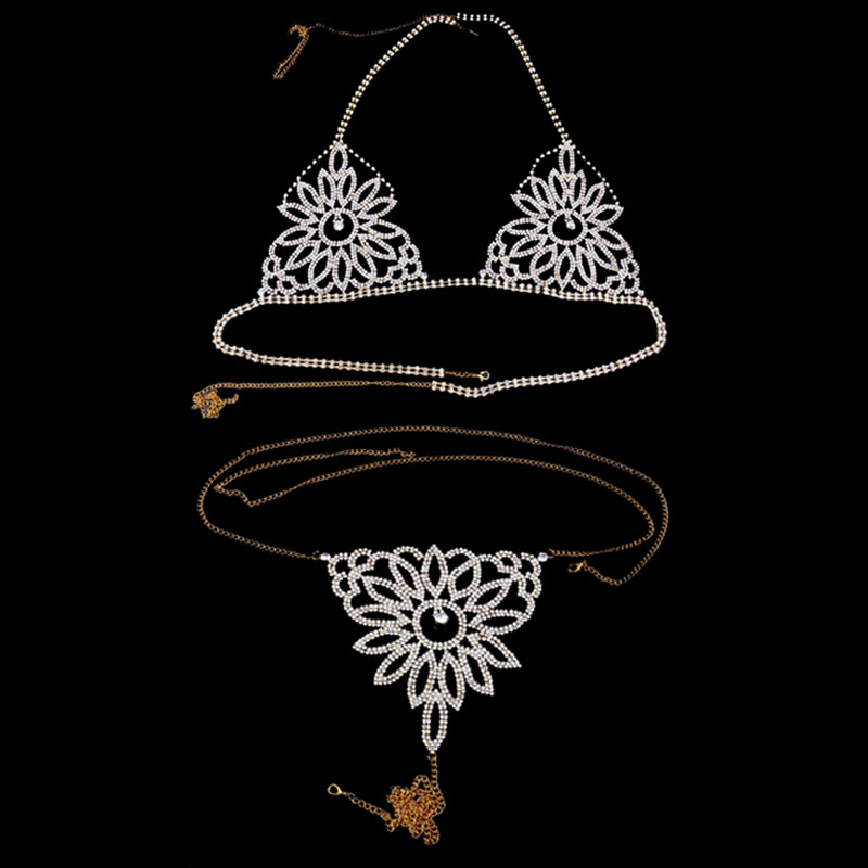 StoneFans Exquisite Flower Underwear Rhinestone Bikini Chain Crystal Sexy Body Chain Bra Thong Set Underclothes Women Jewelry, Red;blue
StoneFans Exquisite Flower Underwear Rhinestone Bikini Chain Crystal Sexy Body Chain Bra Thong Set Underclothes Women Jewelry, Red;blue