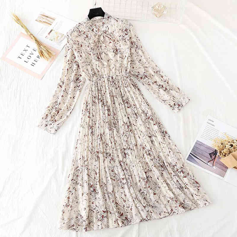Elegant Print Women Dress Female Casual Flare Sleeve Office Chiffon Floral Dresses A-line Vintage Sweet Clothing Vestidos 210521