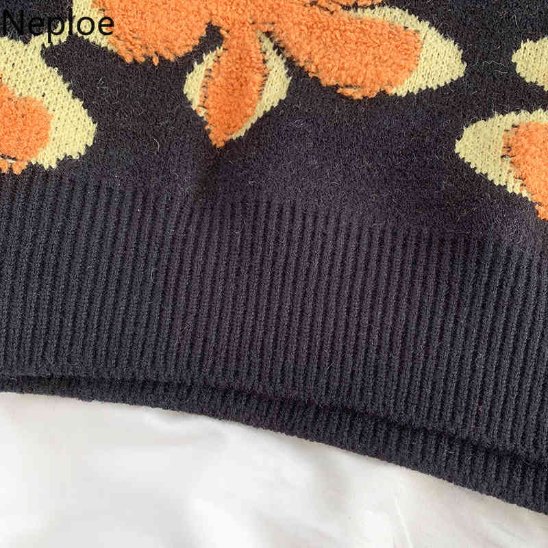Neploe Fall Women Clothes Knit Pullovers Heavy Crochet Floral Sweaters Women O-neck Thicked Warm Jumper Coat Female 4G386 210422