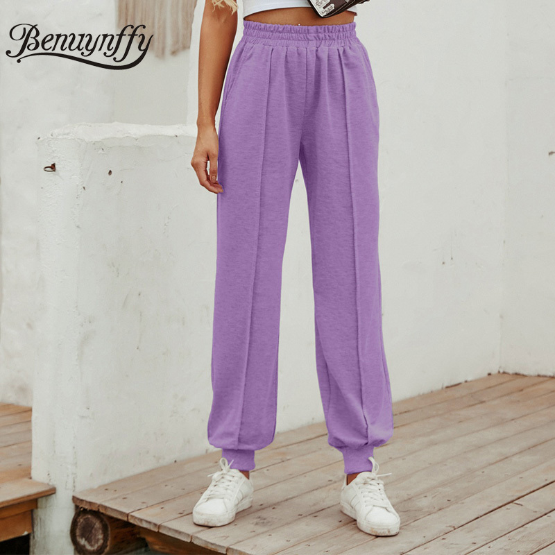 Autumn Winter Sports Casual Sweatpants Women High Elastic Waist Trousers Streetwear Korean Style Ladies Pants 210510