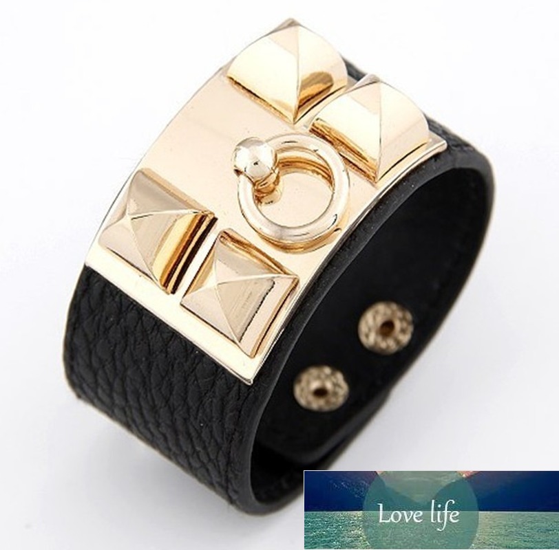 Punk Wide Circular Leather Bracelets Black Red Exaggerated Rivet Stud Wide Cuff Gothic Rock Unisex Bangle Bracelet Fashion Gift Factory price expert d