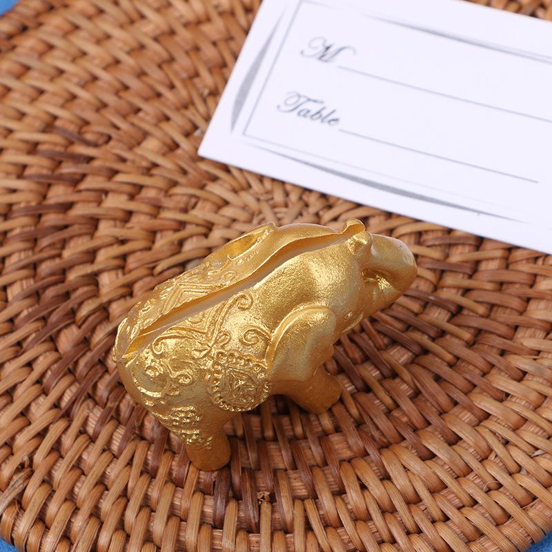2021 Lucky Gold Elephant Place Card Holders Table Name Holder Clip Wedding Centerpiece Golden Themed Party Favors