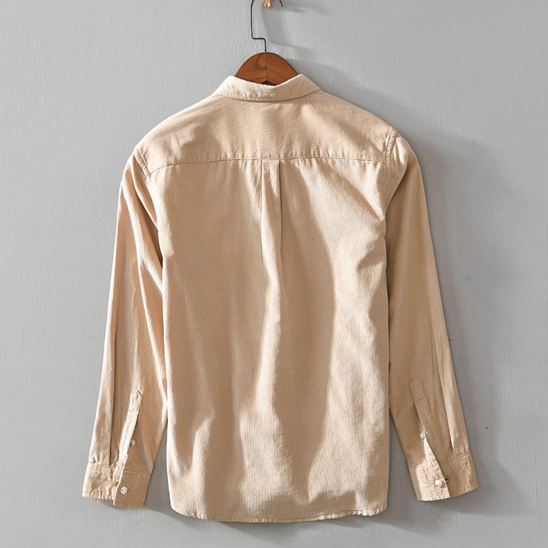 Autumn/winter Warm Quality 100%Cotton Corduroy Long Sleeved Button Collar Smart Casual Shirts For Men Comfortable Men's