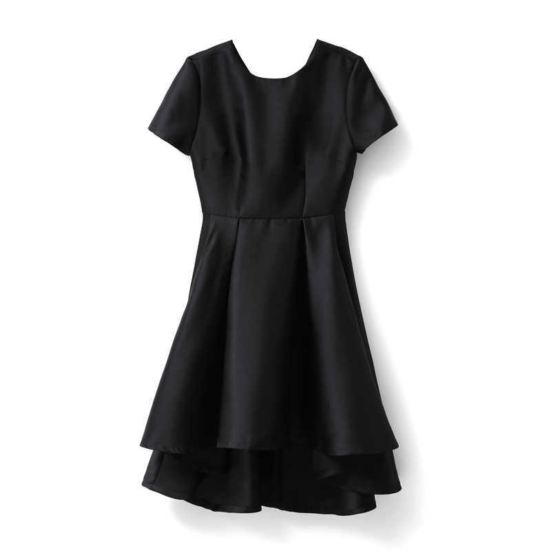 Minimalism Fashion Women's Dress Temperament Solid Oneck Aline Irregular Hem Party Chiffon 11792680 210527