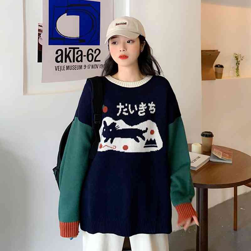 WERUERUYU Autumn and winter sweater female student Korean version of loose round neck pullover top long sleeve knitted 210608, Photo color
WERUERUYU Autumn and winter sweater female student Korean version of loose round neck pullover top long sleeve knitted 210608, Photo color