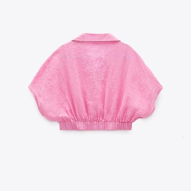 Women's Blouses & Shirts 2021 low-v tight waist linen short female shirt, Pink.
Women's Blouses & Shirts 2021 low-v tight waist linen short female shirt, Pink.