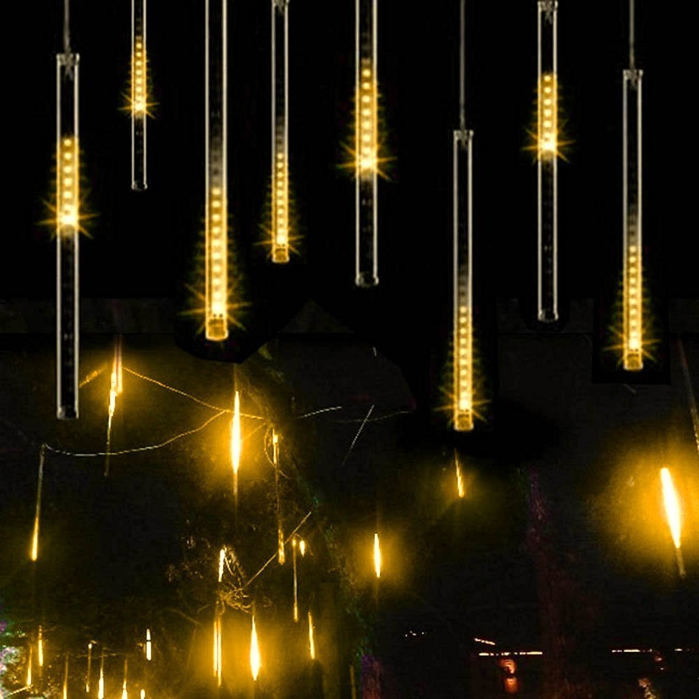 2021 LED Meteor Shower Rain Lights,Drop Icicle Snow Falling Raindrop 30cm 8 Tubes Waterproof Cascading lights for Wedding Xmas Home Decor
