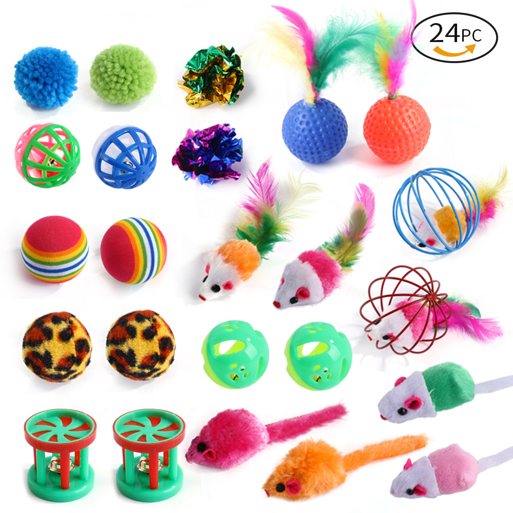 24pcs/Set Kitten Cat Toys Combination Set Cat Interactive Toy Assortments Bell Ball Feather Mouse Toy Gift Pet Supplies
24pcs/Set Kitten Cat Toys Combination Set Cat Interactive Toy Assortments Bell Ball Feather Mouse Toy Gift Pet Supplies