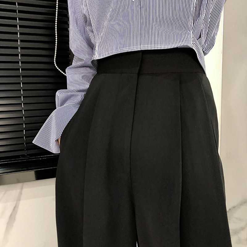 TWOTWINSTYLE Trouser For Women High Waist Causal Loose Wide Leg Pants Female Autumn Korean Fashion Elegant 211115