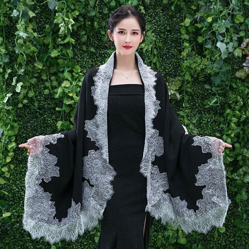 Women Autumn Elegant Large Scarf Vintage Evening Dress Shawl Wrap Eyelash Floral Lace Edge Wedding Stole Cape, Blue;gray
Women Autumn Elegant Large Scarf Vintage Evening Dress Shawl Wrap Eyelash Floral Lace Edge Wedding Stole Cape, Blue;gray