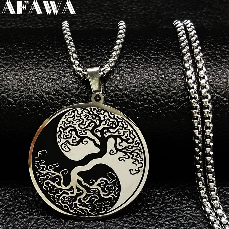 yutong Tree of Life Enamel Stainless Steel Chain Necklaces for Men Ying Yang Silver Color Necklace Jewelry colgante hombre N726S01
yutong Tree of Life Enamel Stainless Steel Chain Necklaces for Men Ying Yang Silver Color Necklace Jewelry colgante hombre N726S01