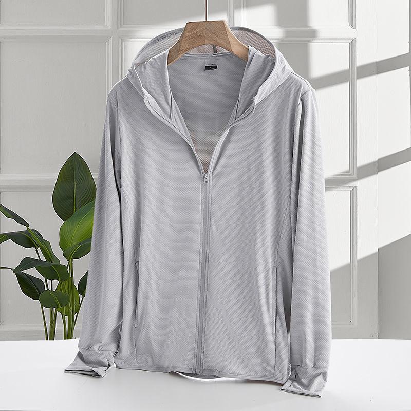 Summer Men Breathable Sportswear Skin Clothing UV Protection Wear Hooded Patchwork Coat Male Solid Sun-proof Jackets W170 Men's