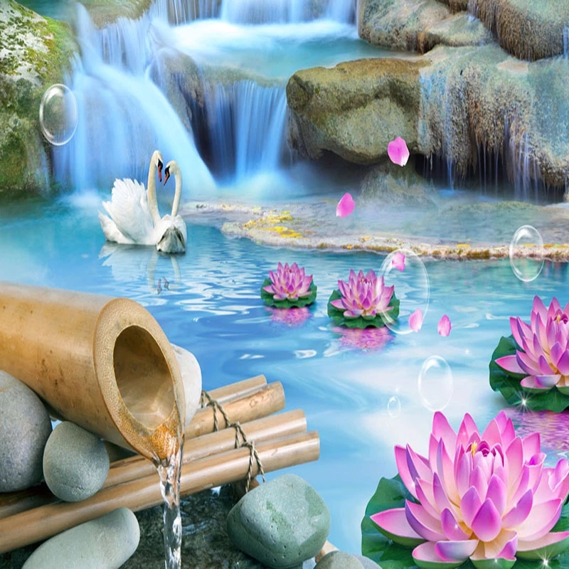 Custom Photo Wallpaper 3D Swan Lake Nature Scenery Mural Living Room TV Sofa Bedroom Home Decor Wall Murals
