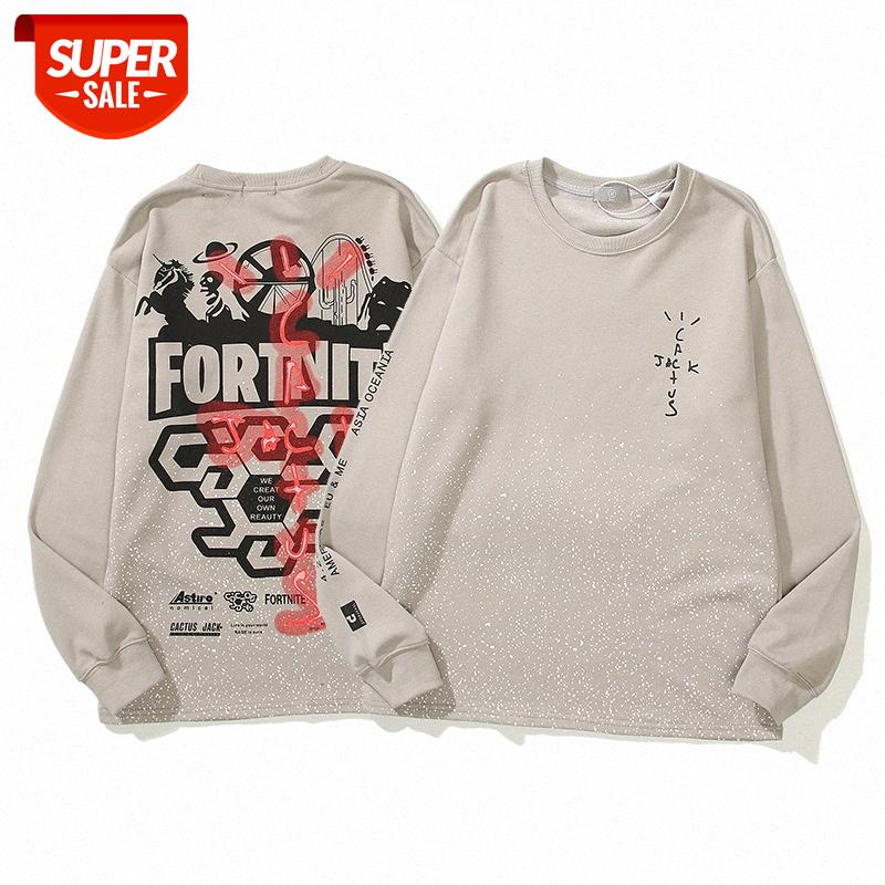 Outland hip-hop fortress night print long-sleeved sweater for men and women couples #nV25, Black 
Outland hip-hop fortress night print long-sleeved sweater for men and women couples #nV25, Black
