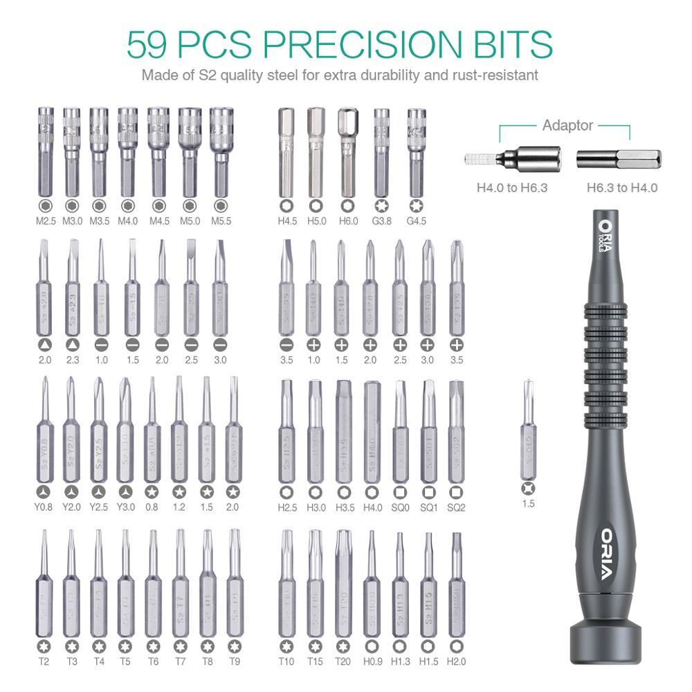Oria 69 in a screwdriver set of tools repair magnetic driver precision set with double layer aluminum handle