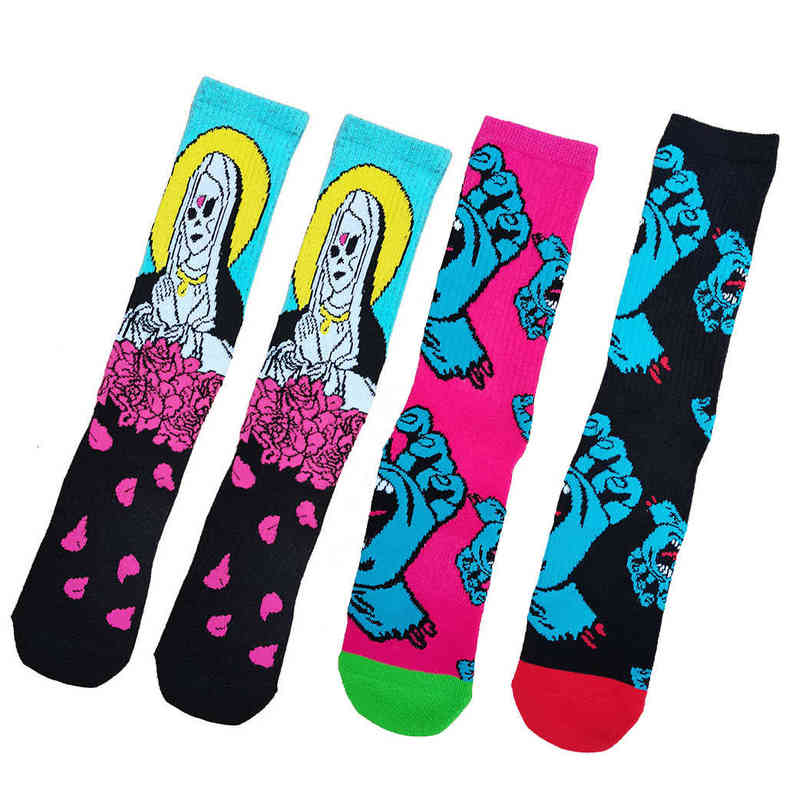 2Pairs/lot Misfits Skateboard Socks Men Hip Hop Streetwear Novelty Socks Cotton Basketball Sports 220105