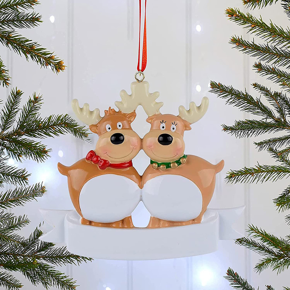 Christmas Reindeer Ornaments Xmas Trees Resin Customized DIY Name Family of 3 5 Gift Hang Decorations Pendant Home Decro