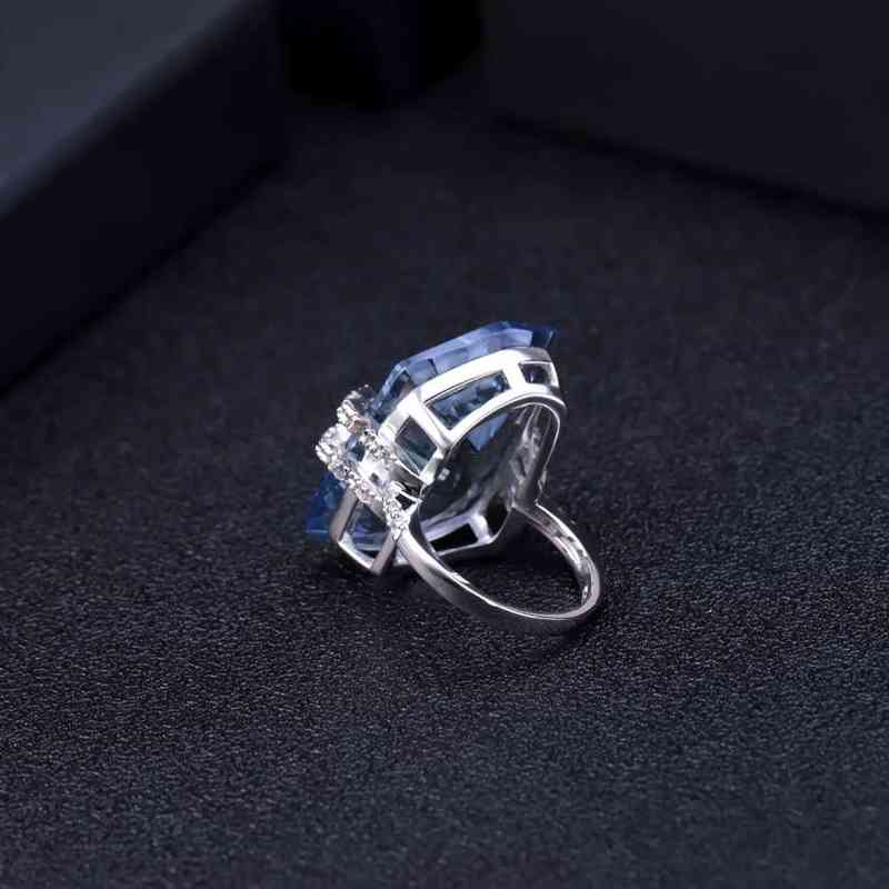 GEM'S BALLET 21.20Ct Natura Iolite Blue Mystic Quartz Gemstone Cocktail Rings 925 Sterling Silver Fine Jewelry for Women 211217