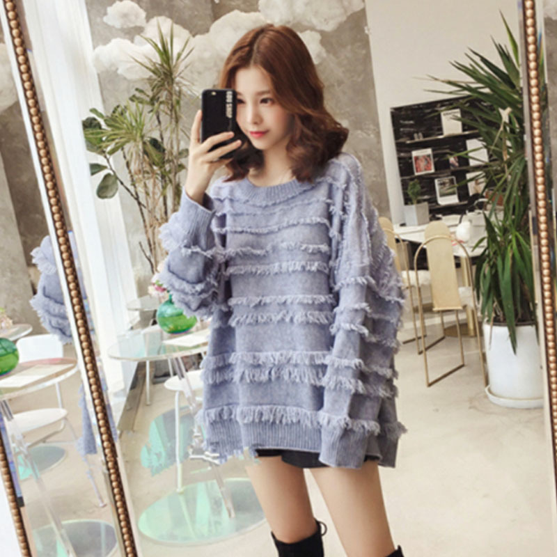 Casual Solid Pullovers Fringe Sweaters Women Sweaters Fashion Women Long Sleeve Loose Women Knitted Sweaters 6029 50 210518