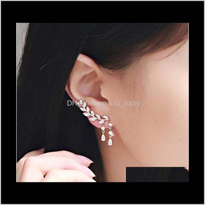 Stud Cz Crystal Leaves Climber Earrings Sweep Up Wrap Pins Womens Piercing Ear Cuffs 7D1Au Cyokh, Golden;silver
Stud Cz Crystal Leaves Climber Earrings Sweep Up Wrap Pins Womens Piercing Ear Cuffs 7D1Au Cyokh, Golden;silver