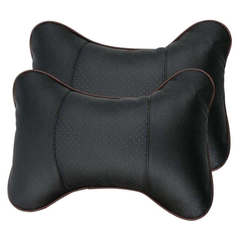 

Seat Cushions 2 X Car Neck Pillow, Comfortable Soft Breathable Leather Head Rest Cushion Relax Support Headrest Pillows For