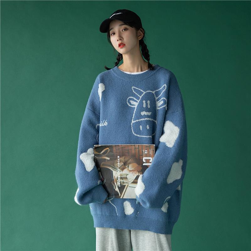Harajuku Sweater Women Knitted Cartoon Animal Sweaters Japanese Kawaii Cute Pullovers Korean Soft Tops Sueter Mujer 210519