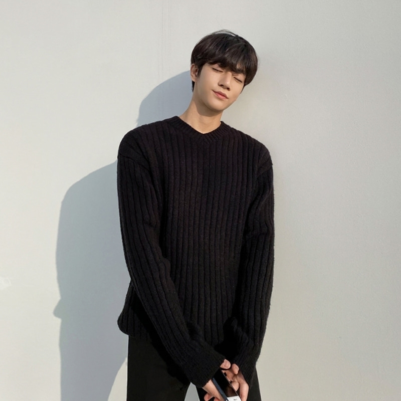 IEFB Autumn And Winter Thickened V-Neck Sweater Men's Loose Korean Fashion Men's Loose Causal Kintted Pullover Tops 9Y5896 210524