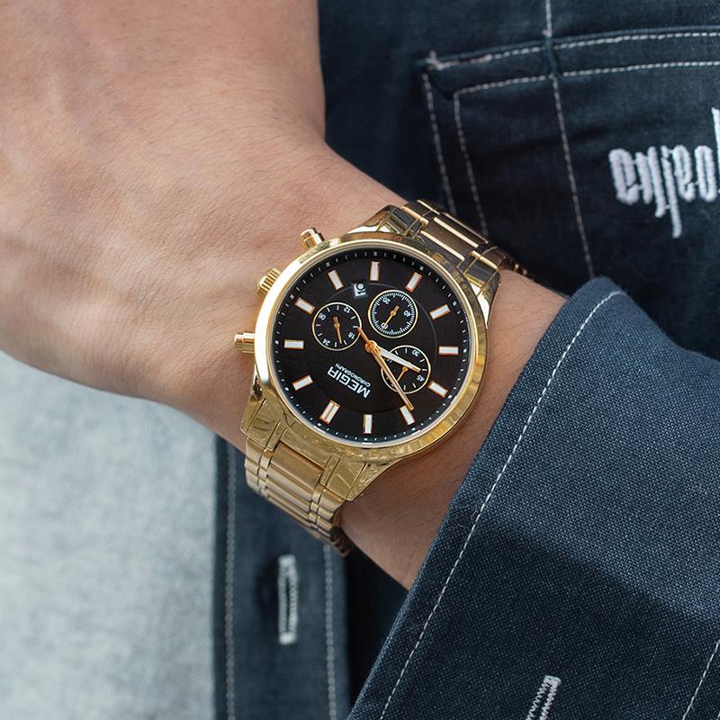 Wristwatches MEGIR Stainless Steel Strap Waterproof Wristwatch Luminous Chronograph Complete Calander Gold Men's Watches Male Reloj Hombr, Black silver
Wristwatches MEGIR Stainless Steel Strap Waterproof Wristwatch Luminous Chronograph Complete Calander Gold Men's Watches Male Reloj Hombr, Black silver