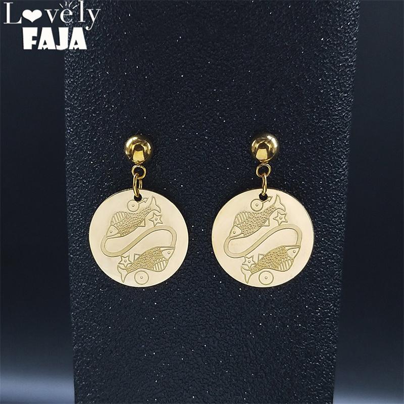 Stud Pisces Stainless Steel Astrology Earrings Gold Color Small Round Women Jewelry Collar Acero Inoxidable E9209S02, Golden;silver
Stud Pisces Stainless Steel Astrology Earrings Gold Color Small Round Women Jewelry Collar Acero Inoxidable E9209S02, Golden;silver