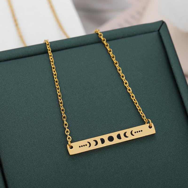 Pendant Necklaces Fashion Crescent Moon Phase Simple Bar Necklace Women's Stainless Steel Rose Gold R Eclipse Jewelry Party Gifts
Pendant Necklaces Fashion Crescent Moon Phase Simple Bar Necklace Women's Stainless Steel Rose Gold R Eclipse Jewelry Party Gifts