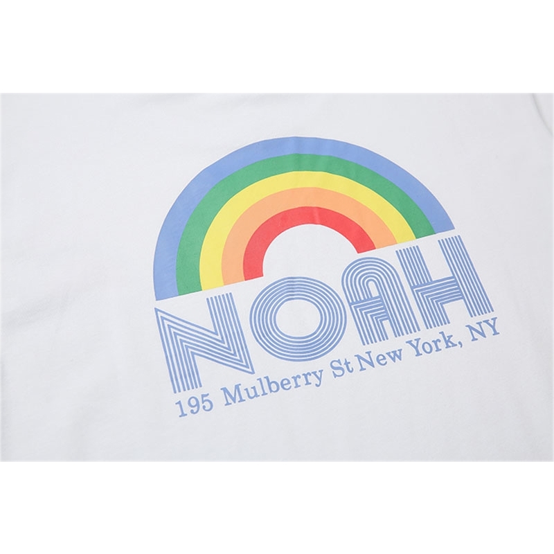 NOAH High Street Fashion Rainbow T Shirt Men Women Lovers Casual Colored Letters Top Ees Round-neck T-shirts 210420