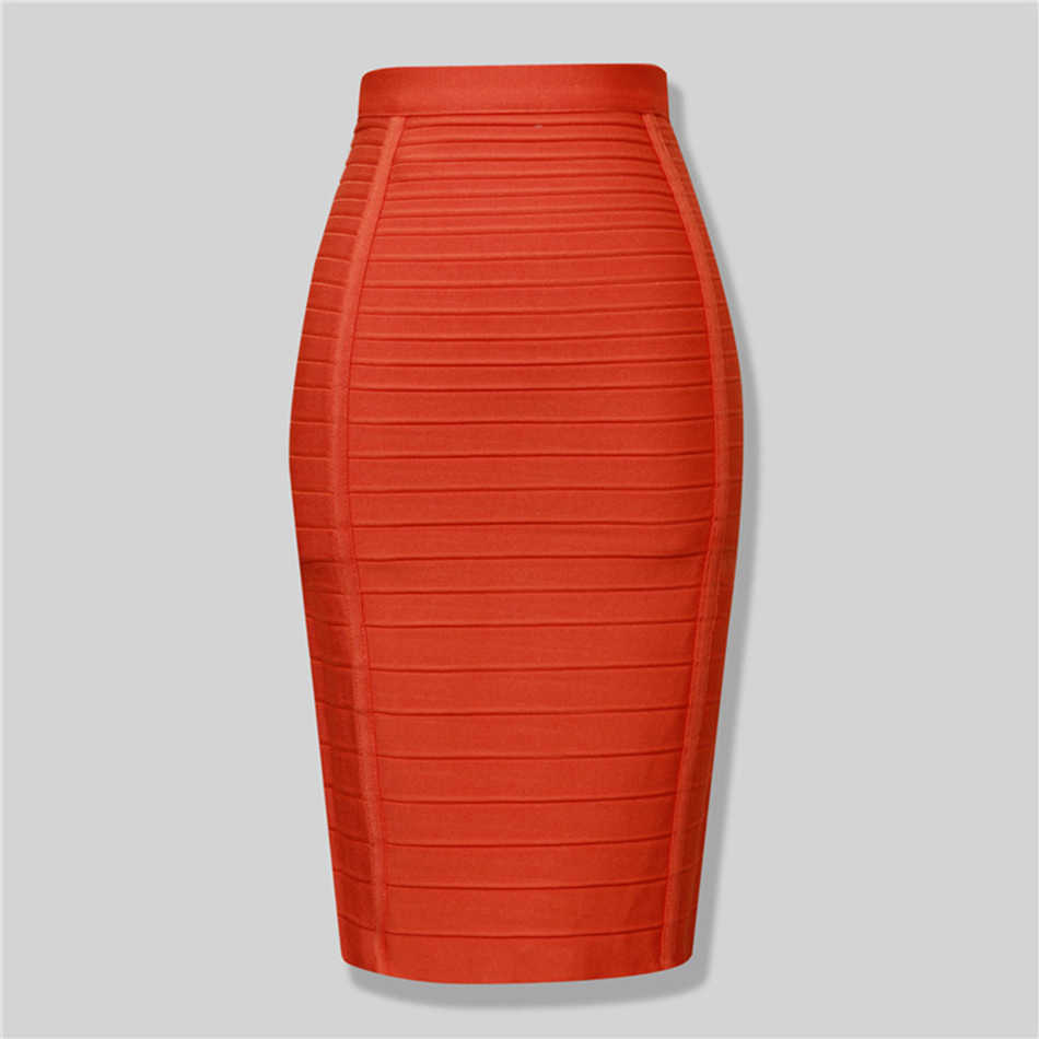 High Quality Women's Sexy Black Red Blue Orange Zipper Rayon Bandage Skirt Bodycon Club Party Pencil 210619
