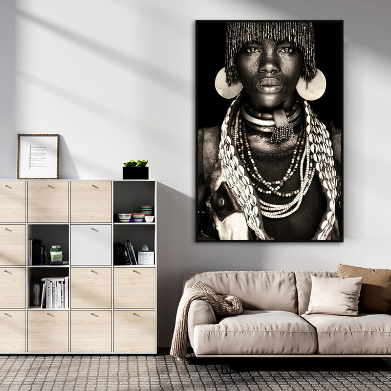 African Wall Art Primitive Tribal Women Canvas Painting Modern Home Decor Black Woman Pictures Print Decorative Paintings Mural