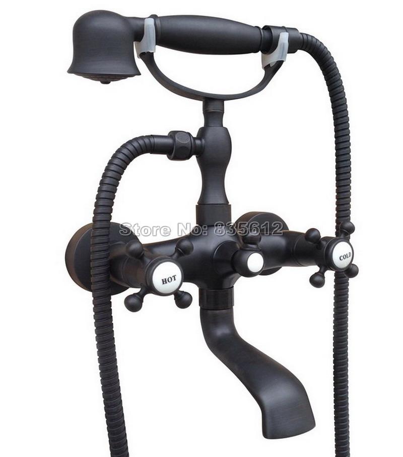 Wall Mounted Black Oil Rubbed Bronze Bathroom Handheld Shower Head Clawfoot Bath Tub Faucet With Dual Handles Mixer Tap Wtf610 Sets
Wall Mounted Black Oil Rubbed Bronze Bathroom Handheld Shower Head Clawfoot Bath Tub Faucet With Dual Handles Mixer Tap Wtf610 Sets