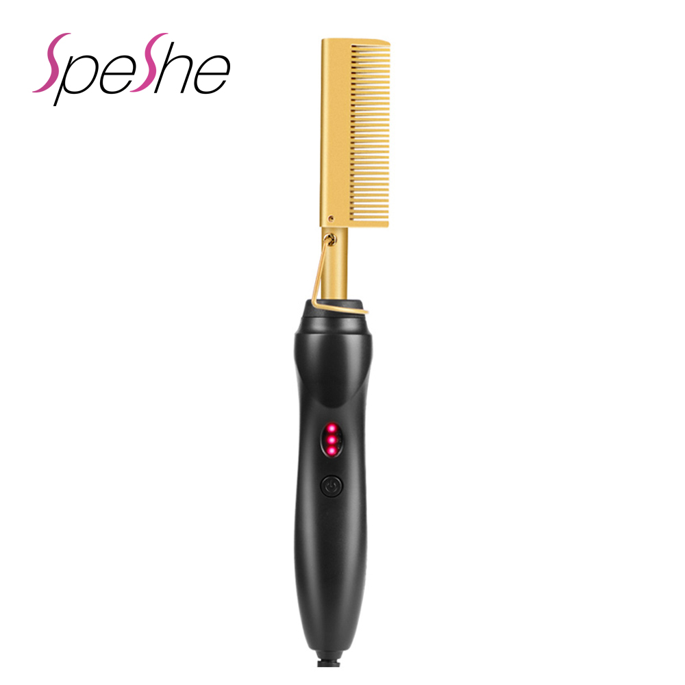Heated Hair Straightener Comb Professional Hair Flat Irons Curling Brush Gold Titanium Alloy Hair Straightener Hot Comb
Heated Hair Straightener Comb Professional Hair Flat Irons Curling Brush Gold Titanium Alloy Hair Straightener Hot Comb