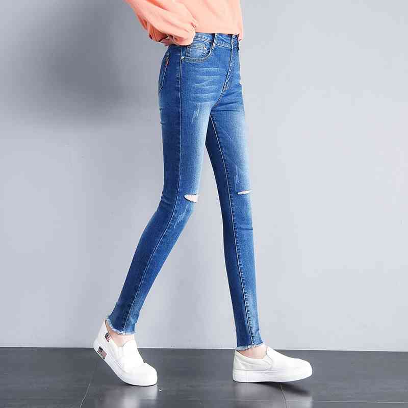 Jeans Woman Stretch Skinny With High Waist Women Washed Denim Ladies Elastic Pencil Pants 210515