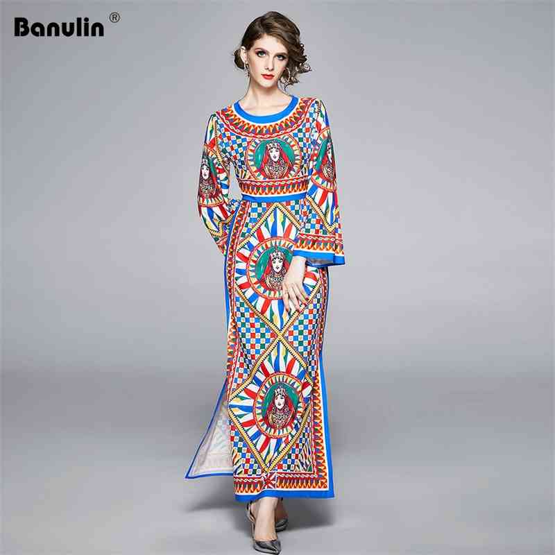 High Quality Runway Designer O-Neck Full And Flare Sleeve Figure Print Elegant Casual beach dress Long Dress Women vestido 210603, Blue
High Quality Runway Designer O-Neck Full And Flare Sleeve Figure Print Elegant Casual beach dress Long Dress Women vestido 210603, Blue