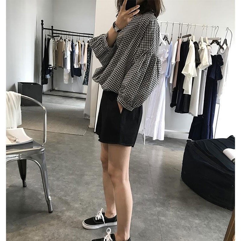 Spring Korea Fashion Women Lantern Sleeve O-neck Loose Shirt All-matched Casual Cotton Linen Blouses Femme Tops M967 210512