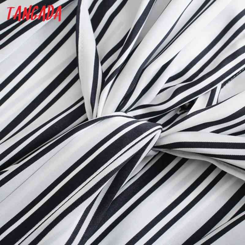 Fashion Women Striped Print Shirt Bow Long Sleeve Office Ladies Midi Dress 5Z69 210416