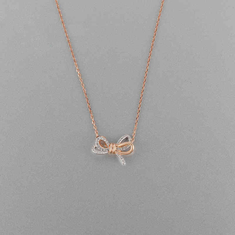 Shi Jia's Short Two-color Bow Necklace Women's Color Separation Clavicle Chain Women