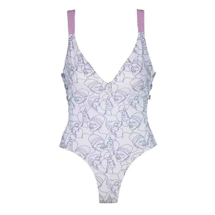 Summer One-Piece Swim Suits Boho Ruffle Print Swimwear Bathing Sexy Swimming For Women Swimsuit B423 210420