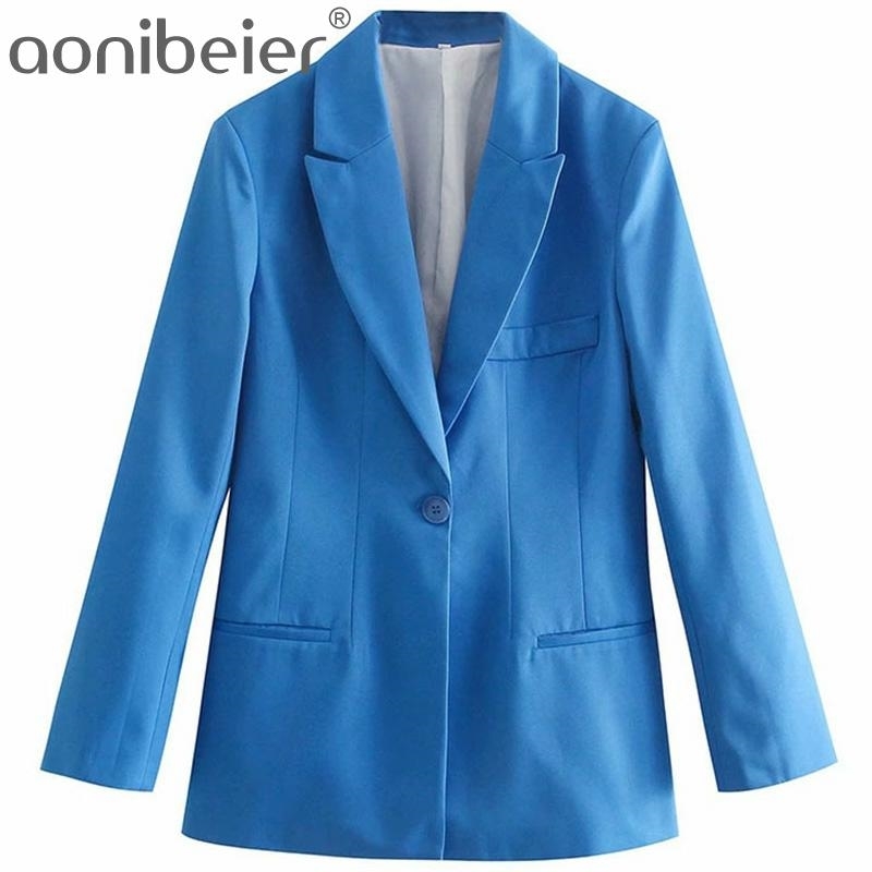 Blue Office Lady Suit Jacket Summer Chic Padded Shoulder Long Sleeve Single Button Slim Women Blazers Casual Coat 210604, Bl
Blue Office Lady Suit Jacket Summer Chic Padded Shoulder Long Sleeve Single Button Slim Women Blazers Casual Coat 210604, Bl