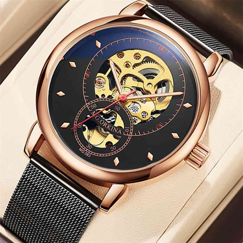 MGORKINA Mens Watches Luxury Top Brand Mechanical Clock Skeleton Transparent Cool Design Mesh Stainless Steel Men's Wristwatches 210707, Silver black silver
MGORKINA Mens Watches Luxury Top Brand Mechanical Clock Skeleton Transparent Cool Design Mesh Stainless Steel Men's Wristwatches 210707, Silver black silver