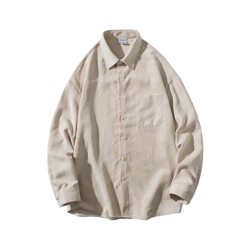 IEFB /men's wear Spring loose corduroy shirt Korean style trend casual handsome oversize tops vintage clothes 9Y892 210721
