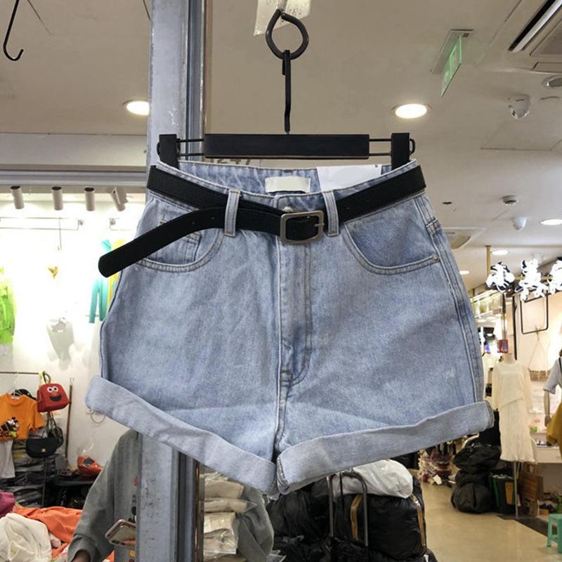 Women's Shorts Denim Classic Vintage High Waist Blue Wide Leg Female 2021 Caual Summer Ladies Jeans For Women