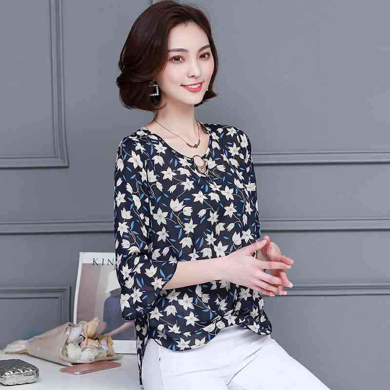 Spring Summer Fashion Casual Chiffon Women Blouses Shirt Lady Printed Floral Loose Female Clothing Tops Blusas 0042 30 210506