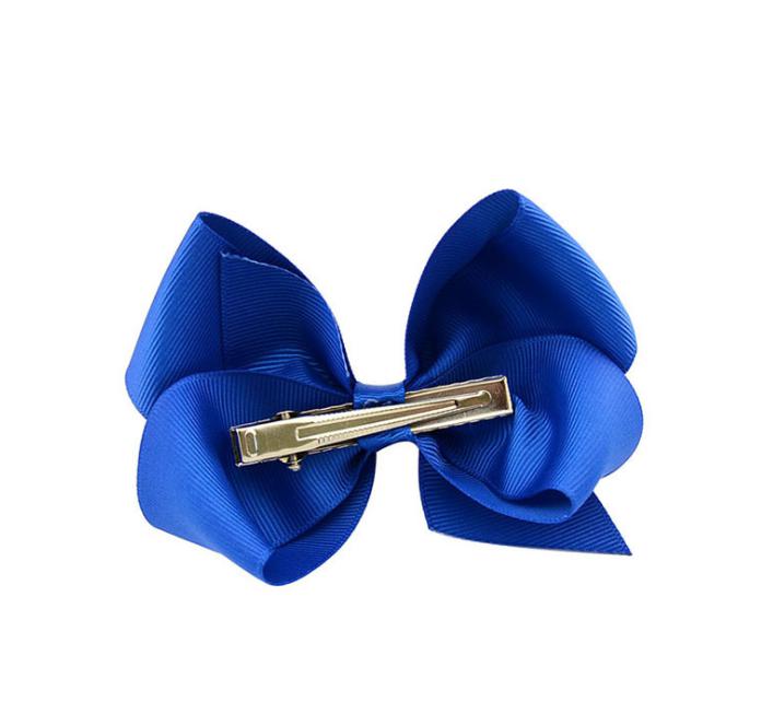 2021 Wholesaler 4 inch Knot centre Baby Girls Solid Grosgrain Ribbon Hair bows With Alligator Clips